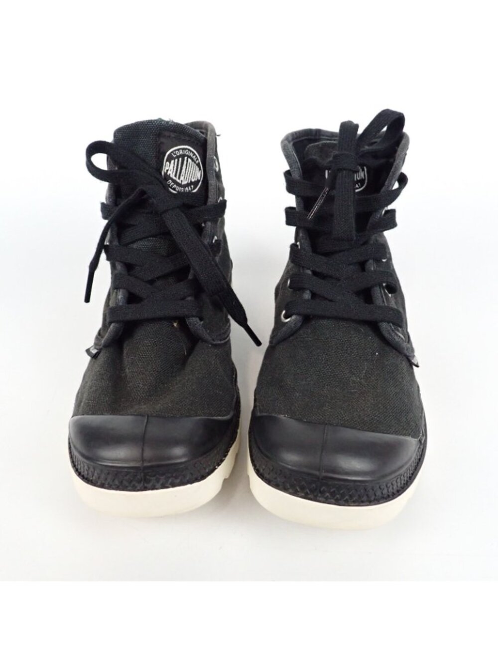 Palladium Pampa Hi Canvas Boots Black/White Women Size 8.5 US / 6.5 UK Preowned - Picture 2 of 7